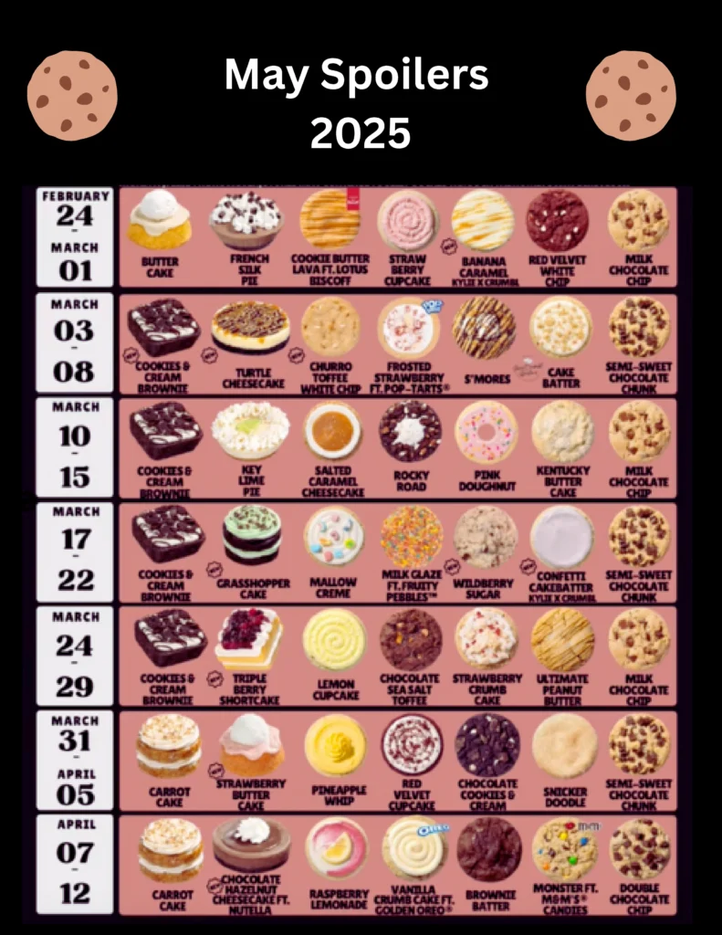 Crumbl cookies lineup may 2025